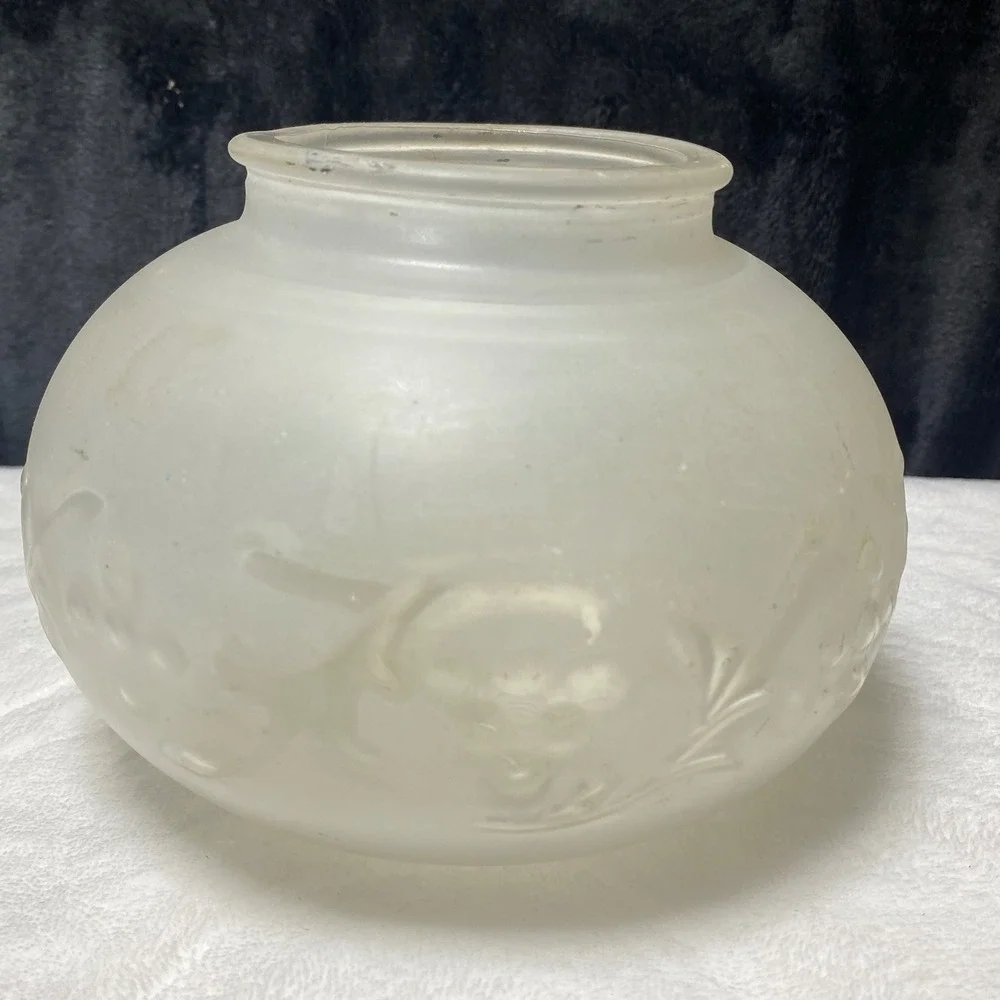 Frosted Glass Lamp Shade Floral Etched Globe‎ Fixture Replacement Part